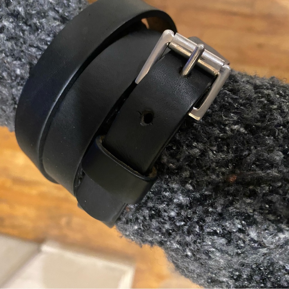 J.W. ANDERSON BLACK LEATHER SLIM WAIST Belt CLASSY 34” inches LUX XS TO M